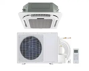 18000 BTU Ceiling Cassette Mini Split AC, 8-Way 360° Airflow, Remote Controller, Ductless Cooling&Heating Ceiling Air Conditioner, 208/230V, 25ft Kit