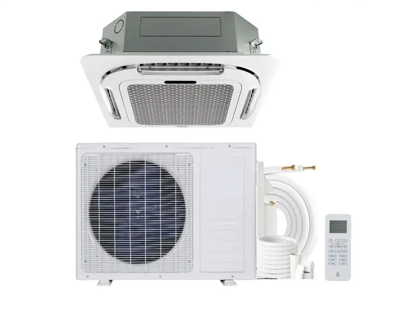 Gaomon 18000 BTU Ductless Ceiling Cassette Mini Split AC - 208/230V, 8-Way 360° Airflow, Remote Control, Quiet Mode, R454B Gas, Cooling/Heating, 25ft Kit, Energy Saver, Cost-Saving, Fast Cooling for 95°F Days, Small Spaces, Commercial Offices