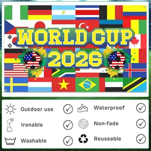 World Football Tournament Cup Celebration Backdrop 43x71 Inch 2026 Vibrant Soccer Festival Background for World Tournament Cup Party Photo Booth and Football Event Decor