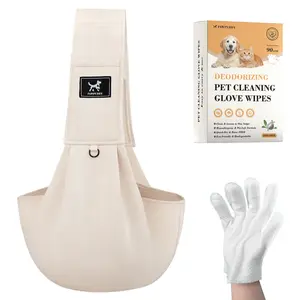 PAWPUBBY Pet Outing Bundle Travel Sling Carrier  (15lbs Max) + 8-Pack Deodorizing Gloves – Perfect for Shopping & Walks Reversible with Pocket