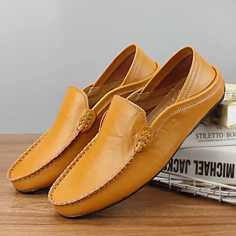LEXSANLE Men's Genuine Leather Loafers Effortless Slip-On Design Premium Full-Grain Leather All-Day Cushioned Comfort Non-Slip Flexible Sole Versatile for Work Dates & Daily Errands Timeless Hands-Free Shoes for Modern Guys