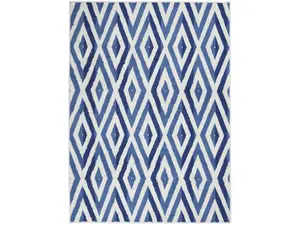 HomeRoots 385843 6 x 9 ft. Ivory & Blue Diamond Area Rug