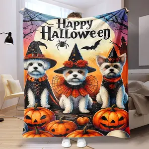 Cute Halloween Dog Costume Flannel Blanket, Soft Lightweight Warm, Perfect for Bed Sofa Office Camping Travel, Great Gift Idea
