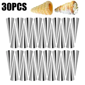30pcs Stainless Steel Conical Danish Tube, Large Spiral Horn Croissant Baking Tool, Durable Kitchen Utensil for Bakers, Pastry Tools