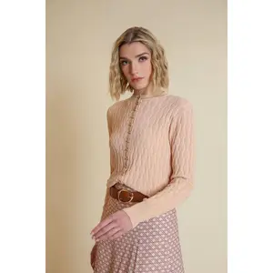 Metallic Squiggle Cardigan- Peach