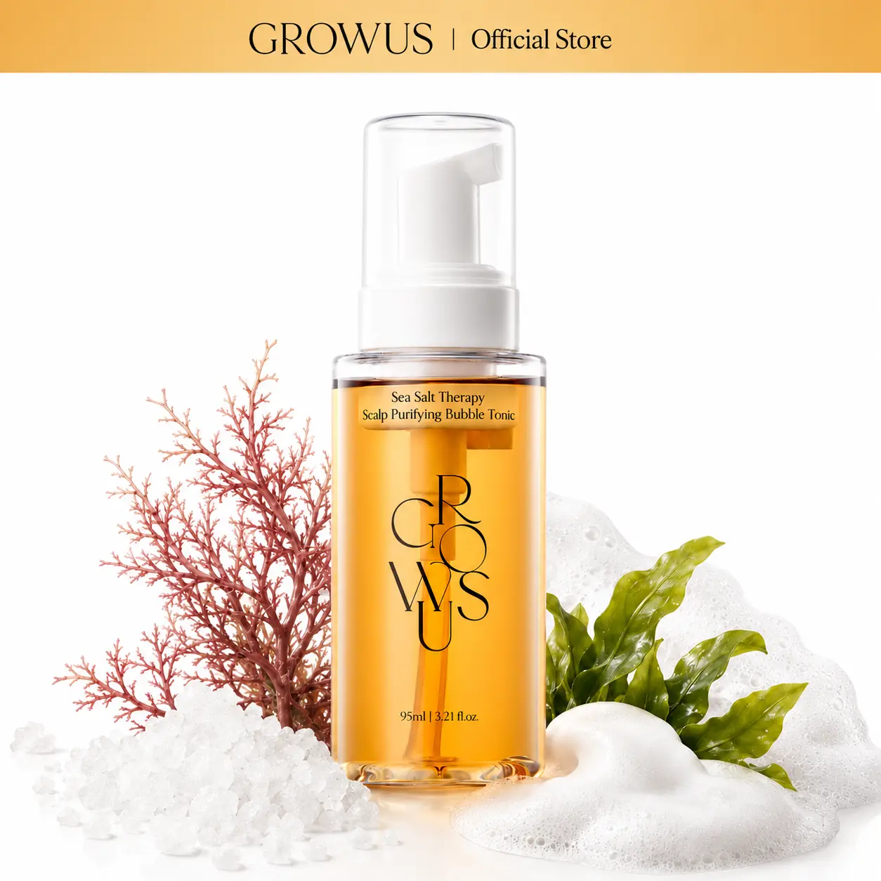 [GROWUS] Scalp Rescue Shot — Scaling Bubble Serum with No-Drip Nano Bubble Technology (95ml) | Oily Scalp, Buildup & Flaky Scalp | Sea Salt & Marine PDRN No-Rinse, All Hair Types, Non Greasy Haircare