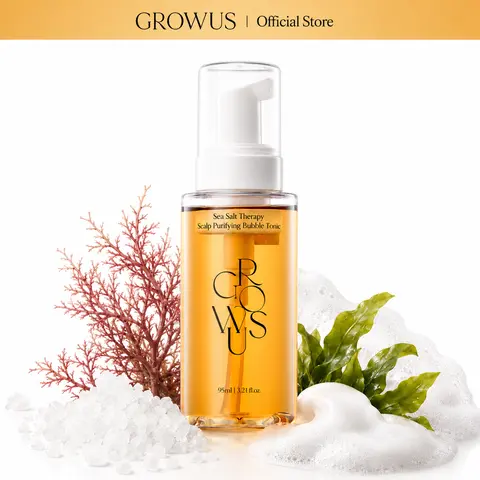 GROWUS 95ml Sea Salt Scalp Rescue Shot Hair Products - Caffeine Bubble Foam Serum, Root Lifting, Volumizing, Anti-Humidity Density Care for Oily Flat Hair & Buildup, Marine PDRN No-Rinse Wavy Treatment