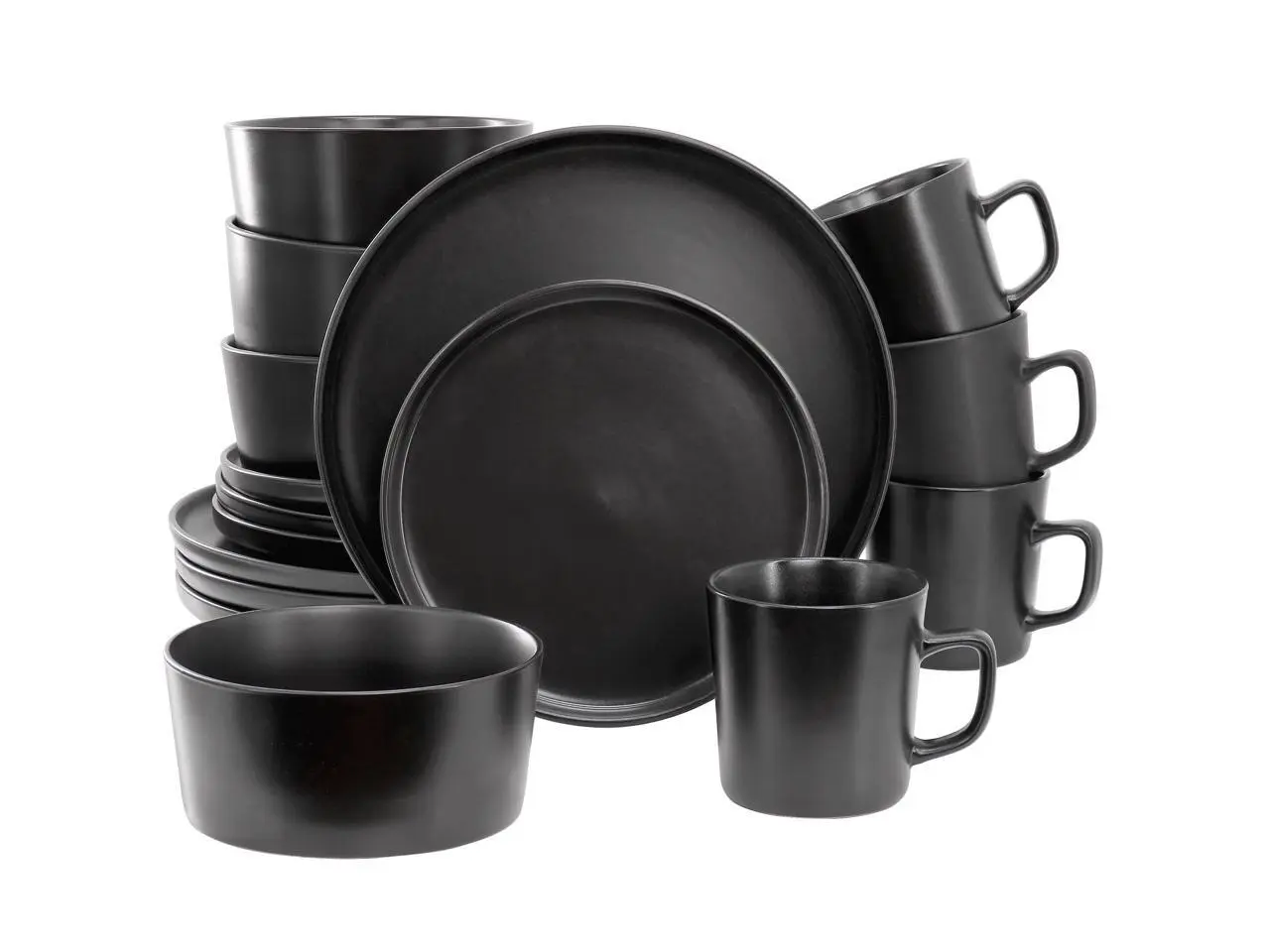 Elama Luxmatte Black 16 Piece Dinnerware Set