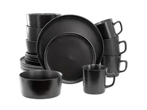 Elama Luxmatte Black 16 Piece Dinnerware Set
