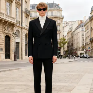 Men's Formal Double-Breasted Tuxedo 2-Piece - Slim-Fit Prom Business Suit