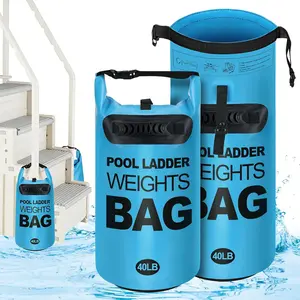 Heavy Duty Pool Ladder Weights - 40lbs Fillable Universal Sand Bags Step Anchors, 500D PVC Waterproof Tear-Resistance Foldable Sandbags for Above Ground Swimming Pools Stair Entry Systems, 2 Pack