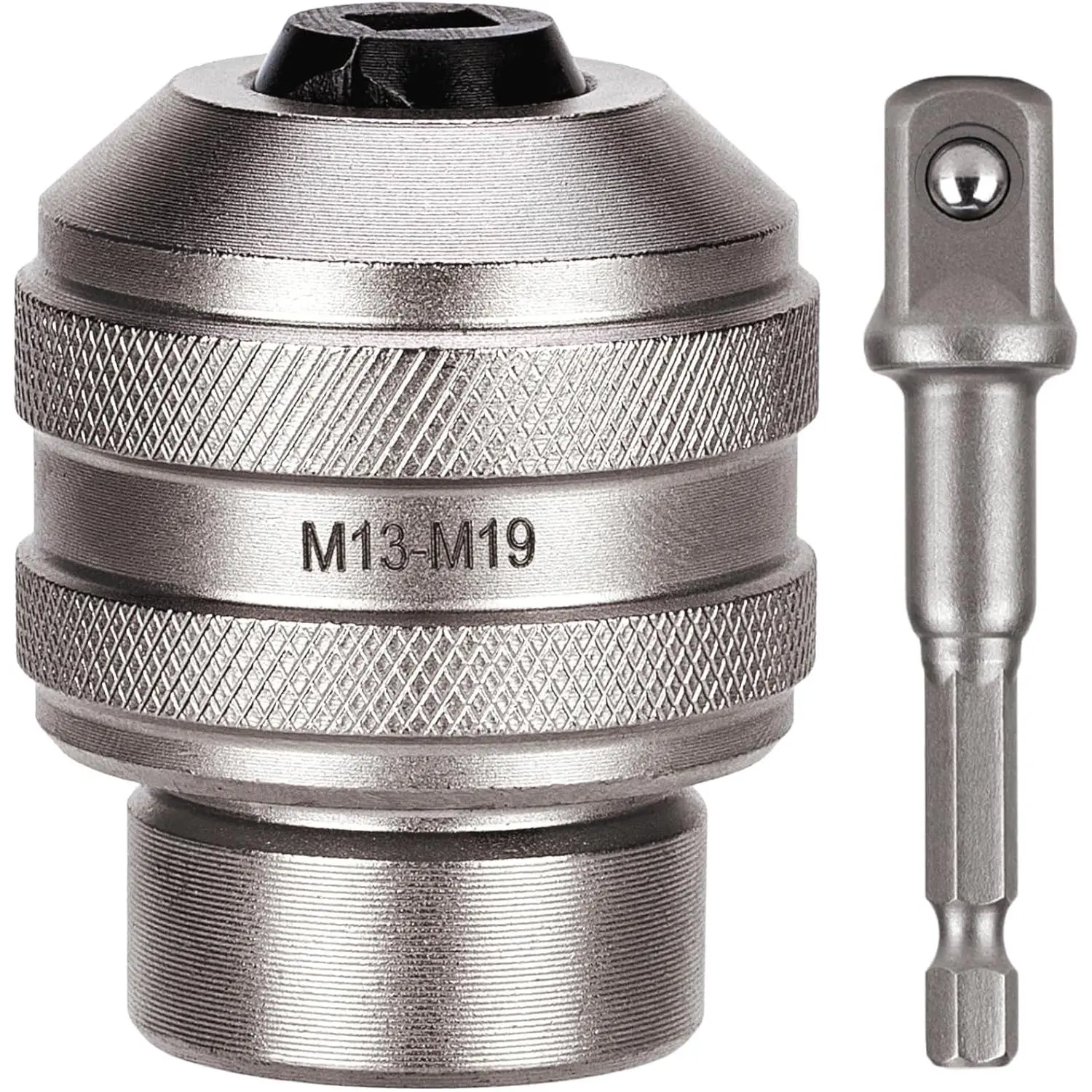 Tap Socket Set, 2- 1/2"DR x M13~M19 Adjustable Tap Chuck Tool with a 1/2"Socket Adapter, Tap Handle for Taps, Reamers, Screw Extractors