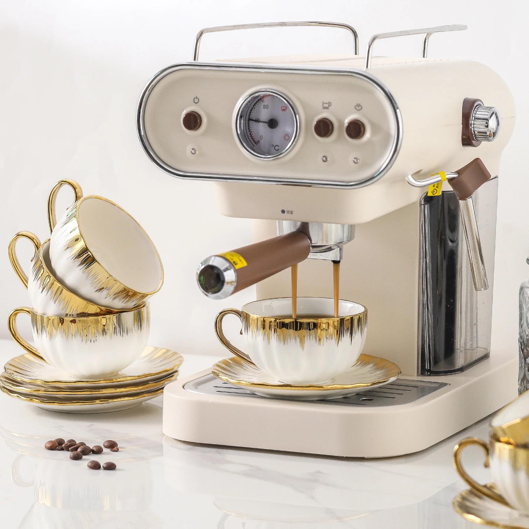 LETAOTAO 7 oz Porcelain Double Espresso Gold Trim Turkish Coffee Cups 6 Cafe  Saucers Tea Cups Saucers