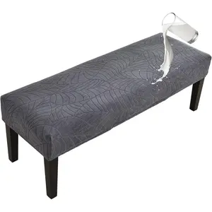 Bench Cover, Stretch Jacquard Dining Bench Cover for bedrooms, Living Rooms, Kitchens, Protector Chair Bench Piano Bench Seat Covers Stool Slipcover Removable, Washable - Dark Grey