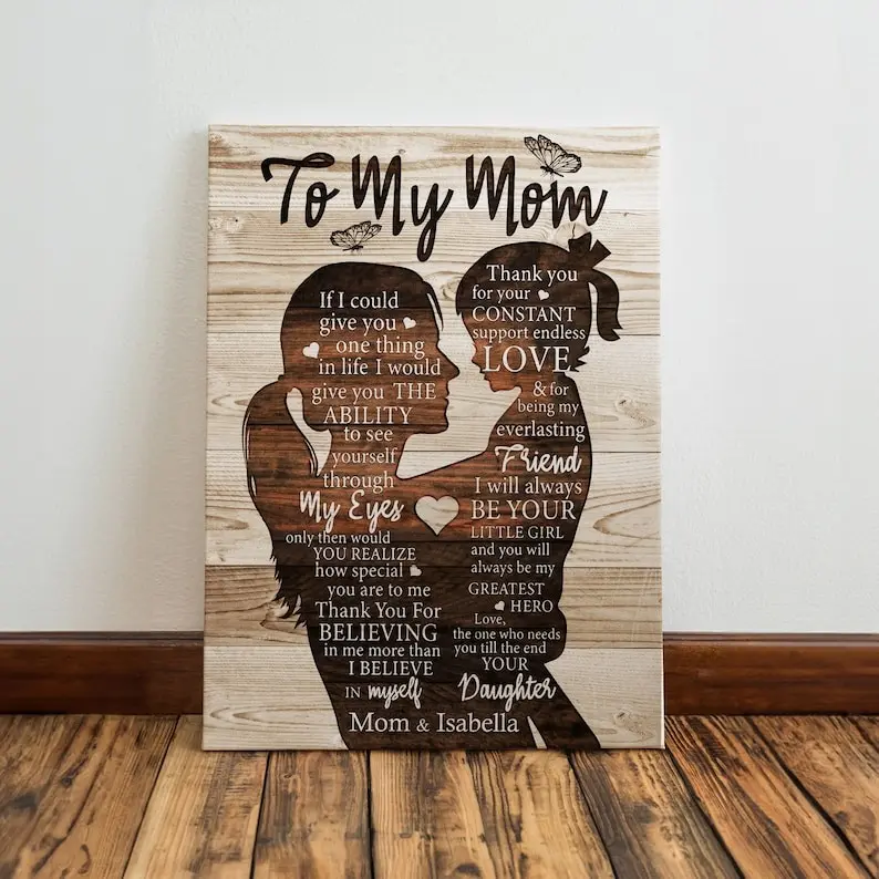 Personalized Mom Art, Mother and Daughter Poster, Custom Names Family Wall Art, Heartfelt Mom Keepsake Decor, Meaningful Mother’s Day or Birthday Gift for Mom, Home Display Print