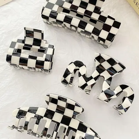 Women's Plaid Pattern Hair Claw Clips Set, Casual Minimalist Versatile Hair Accessories for Daily & Party, Decorative Hair Clips, Gift for Girlfriend, Hair Claws Set