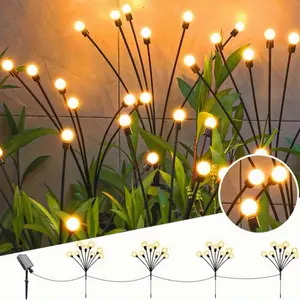 4-Pack Solar Swaying Garden Lights - Wind-Swaying Outdoor Warm White Decorative Lamps, High-Flexibility Iron Wire, Heavy Bulb Base for Yd Patio Pathway