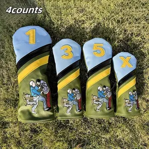 Golf Club Head Cover, 1/4 Counts Funny Design Golf Club Head Cover, Golf Accessories for Men & Women, Golf Putters Accessories