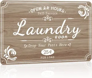 Vintage Laundry Signs for Laundry Room Decor, Laundry Room Sign for Home Family Laundry Room, Bathroom, 12 x 8 Inches Aluminium Laundry Signs Wall Decor(Dark Blue)