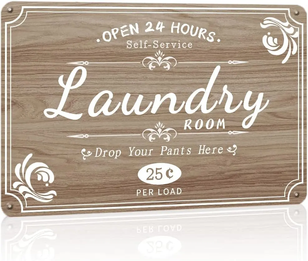 Vintage Laundry Signs for Laundry Room Decor, Laundry Room Sign for Home Family Laundry Room, Bathroom, 12 x 8 Inches Aluminium Laundry Signs Wall Decor(Dark Blue)