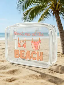 Zippered PVC Waterproof Beach Bag — Featuring Seashell & Starfish Prints | PVC Cosmetic Bag & Travel Organizer — Lightweight Makeup & Toiletry Pouch | Vacation Travel Essential | Mother's Day Gift | Transparent Vanity Bag | Summer Must-Have
