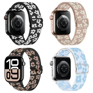 4 Pack Stretchy Solo Loop for Apple Watch Bands, Smart Watch Straps, Soft Nylon Elastic Strap Wristbands for Iwatch Series 1-10 & Se Ultra, Unisex Design