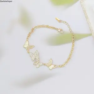 2026 New Chinese Style Three-Layer Butterfly Bracelet for Women, Gold Plated, Modern Oriental Aesthetic Design, Luxury High-End Fashion Jewelry, Trendy & Versatile for Daily Wear, Parties & Gift Giving