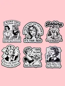 6pcs/set Cartoon Design Pins, Creative Quote Badges, Perfect for Backpacks and Hats, Trendy Clothing Accessories, Ideal Birthday Gift