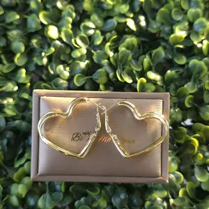 Heart Hoop Earrings - 14k Gold Plated