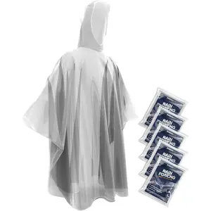 Stay Dry Anywhere, Anytime! Pack of 5 Disposable Rain Ponchos for Adults - Versatile, Waterproof, and Tear-Resistant Raincoats Clothes Menswear