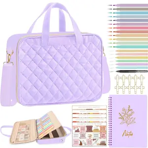 Bible Cover Case for Women, Large Bible Bag with Shoulder Strap and Handle, Study Supplies Journaling Kit, Highlighters and Pens No Bleed Tabs Notebook Cross Clips