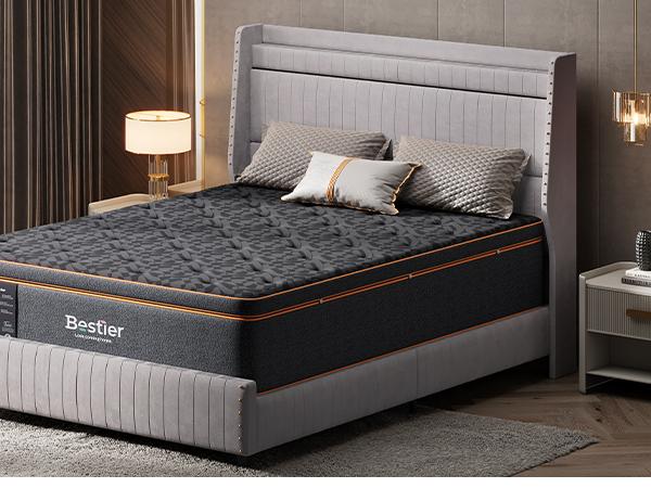 Bestier 14-inch Mattress Medium Firm Organic Wool Gel Memory Foam Ergonomic Bedding in a Box