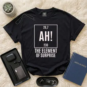 Project Hail Mary AH! Element of Surprise Ryland Grace Red T-Shirt, Chemistry Joke Tee, Science Humor Shirt, Nerd Gift, Geek Graphic Tee