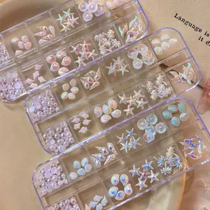 New Nail Art Decorations DIY Nail Art Ocean Series Aurora Starfish 3D Dreamy Shell Seashell Coconut Tree Wearable Nails Accessories Nail Rhinestones Charms