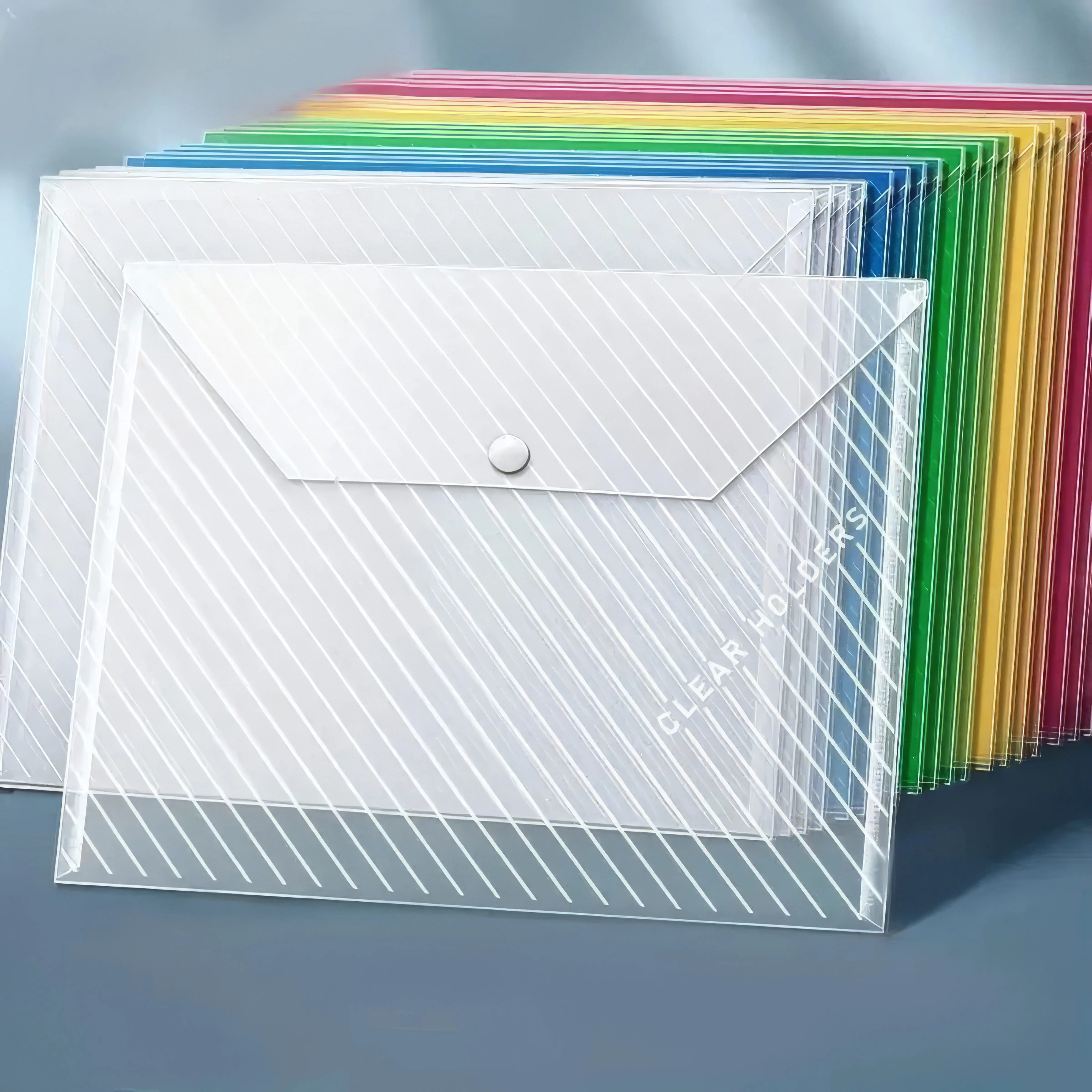 Assorted Color Document Bags - Eco-Friendly Paper Organizers, Portable Home Organizer Storage Bags with Diagonal White Stripe for Office Supplies, Durable Protection & Easy Operation