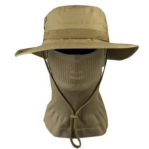 Ultimate Outdoor Sun Shield Set Knit Bucket Hat & Face Mask 2-in-1 Gear for Hiking Fishing Tactical Training Breathable Fabric UPF Protection Dual Brim Options Lightweight Adjustable Fit tactical accessories tactical stuff for men
