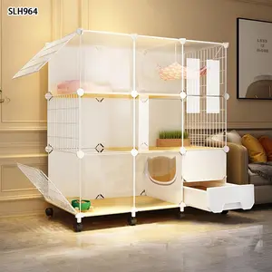 Extra Large Indoor Cat Cage, Large Capacity Cat Villa with Litter Box Compartment, Pet Supplies for Indoor Use, Kitten Furniture, Dog & Cat Furniture