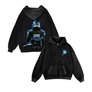 Jahmyr Gibbs #26 Lions Casual Washed Hoodie | Explosive RB Gear, Detroit Pride Fan Apparel, Retro Washed Touchdown Edition