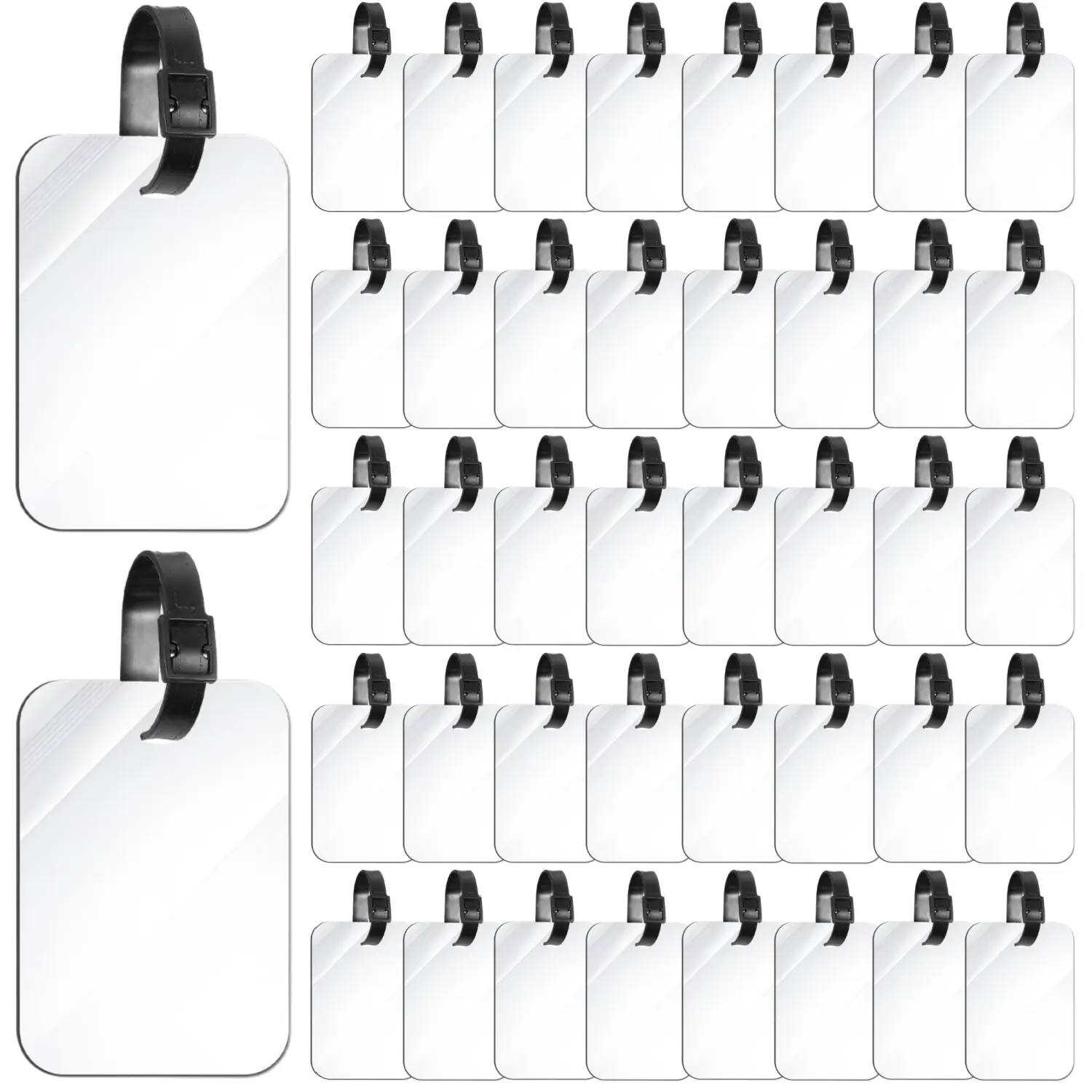 40PCS Sublimation Luggage Tags, White Double Sided Blank Travel Bag Suitcase Label Tags with Strap for DIY Crafting