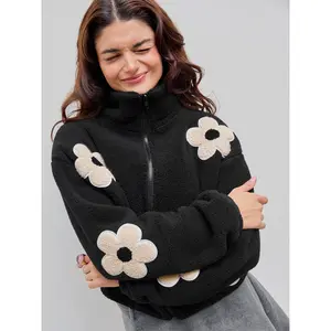 Cider [size 2-10] Floral Fleece Zipper Front Jacket