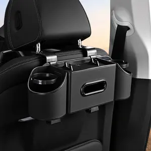 2 rear seat car storage boxes, 4-in-1 multi-functional rear seat storage box, with cup holder and tissue box, can hold mobile phones, snacks, beverages, handbags, rear seat car storage table, rear seat cup holder, car seat organization and storage