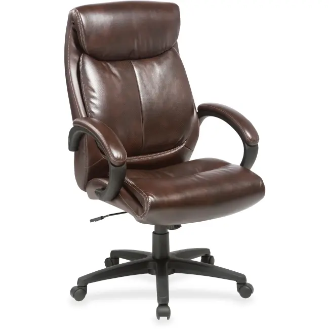 Lorell LLR59498 High Black Bonded Leather Chair - Brown