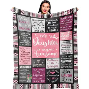 Daughter Gifts from Mom Dad, Birthday Gift for Daughter, Daughters Birthday Gifts Idea, Daughters Blanket 50” x 40”, Printed on One Side with a Plain White Back, Halloween Thanksgiving Christmas Gift