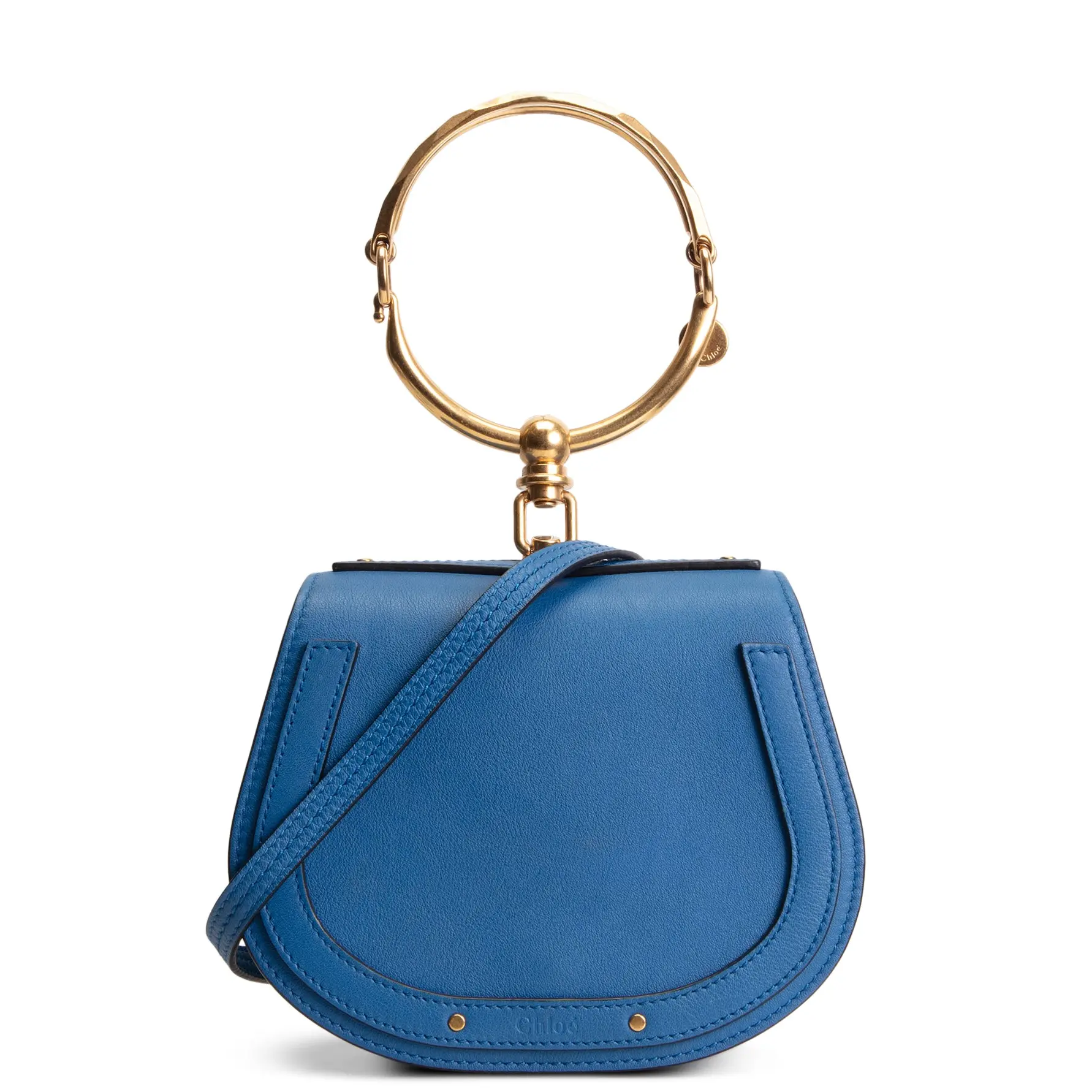 Pre-owned Chloé Leather with Suede Sides Crossbody Bags CHLOE Nile Bracelet Bag Blue