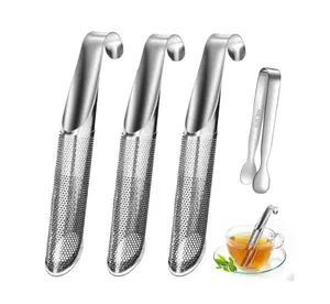 Pack of 3 Tea Infuser with 1Pc Tea Clip KIt, 304 Stainless Steel Tea Diffusers with Tea Clip Tea Strainers Travel Fine Mesh Tea Spoon Infusers for Loose Tea, Rose, Herbs