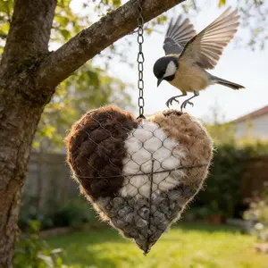2026 New Handmade Alpaca Fiber Bird Nesting Heart, Bird Nesting Material Holder, Refillable Birds Heart Shape Hummingbird Nesting, Winter Fowl Gifts Animal Hummingbirds Lovers Home Garden Yard