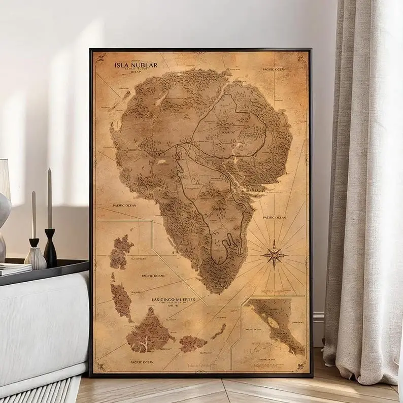Jurassic Park Map Poster: Movie Lover Wall Art Unframe Jurassic Park Map Poster: Movie Lover Wall Art Unframe