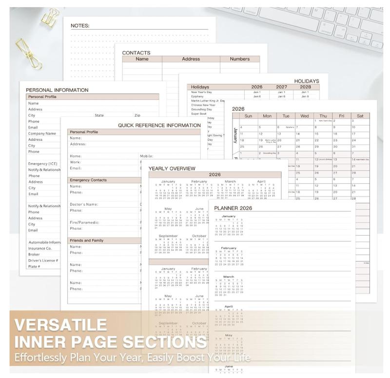 2026 Planner, Weekly & Monthly Appointment Book from Jan. 2026 - Dec. 2026, Work & Life Daily Hourly Planner with Time Slots, Agenda Organizer for Home School Office, Beige