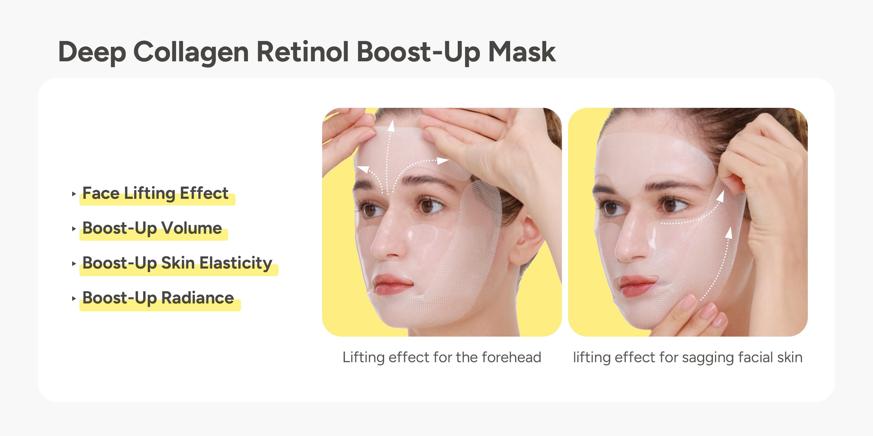 [SUNGBOON EDITOR Official] Deep Collagen Retinol Boost-Up Mask (4pcs) | Clear, Smoother & Comfort Firming & Lifting Skincare Mask for a Radiant Glow