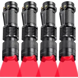1 Piece Red Light Flashlight for Night Red LED Flashlight Astronomy Single Mode Light LED Torch One Mode Red Light Lens Flashlight for Astronomy Aviation Night Observation